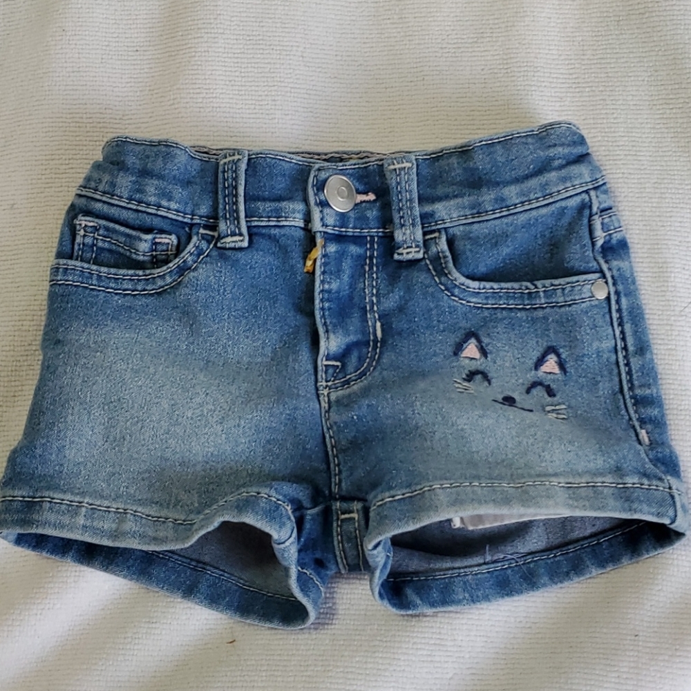 🐈Wonder Nation toddler cat face denim shorts